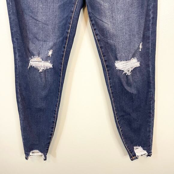 Celebrity Pink Blue Denim Stretch Distressed Button Skinny Ankle Jeans Size 13 - Picture 8 of 10